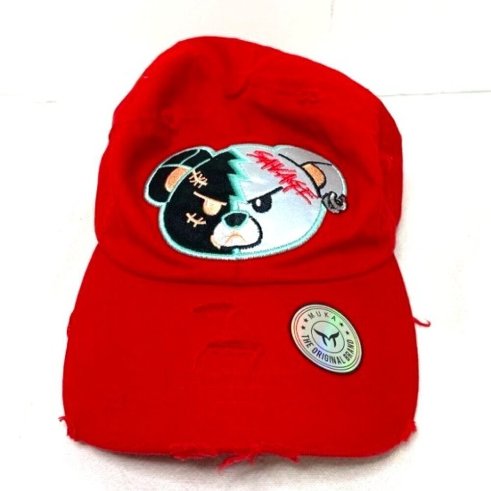 Savage Bear Dad Hat Embroidery 100% Cotton Baseball Cap Distressed Adjustable